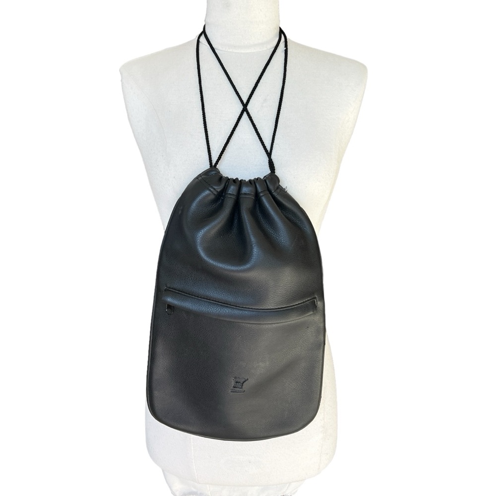 Braun Buffel Germany Black Leather Drawstring Shoe Bag Excellent Pre-Owned Con